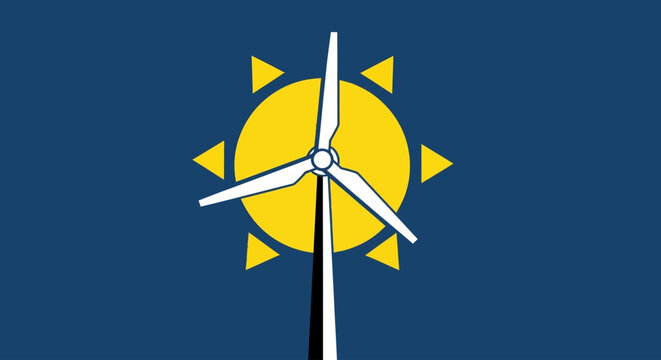 Wind turbine renewable energy icon symbol.