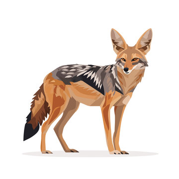Flat 2D Jackal vector illustration, icon graphic on white background