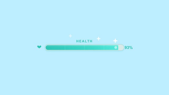A graphic animation shows a health meter filling up with motion to 3 percent.