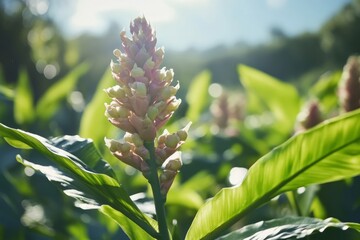 Fototapeta premium Growing ginger harvest at sunny day 