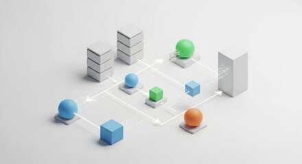 Obraz premium 3D rendering of network connections and data exchange.
