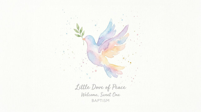 Holy spirit dove watercolor illustration, soft pastel christian design