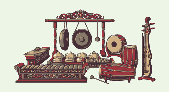 Traditional Indonesian Gamelan Instruments