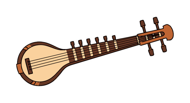 Traditional Indian Tanpura Musical Instrument Illustration