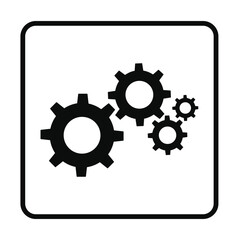 Fototapeta premium Set of interlocking black gears symbolizing industrial process and mechanical connection within a rounded square frame