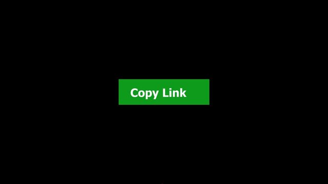 Click on copy link button with computer red arrow cursor, Button Click or press cancel button on transparent white color animation. Black background 4k video.