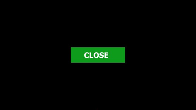 Click on close button with computer red arrow cursor, Button Click or press cancel button on transparent white color animation. Black background 4k video.