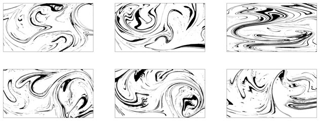 Fototapeta premium Turkish ebru illustration. Set Ink texture of 6 watercolor hand drawn artistic marbling