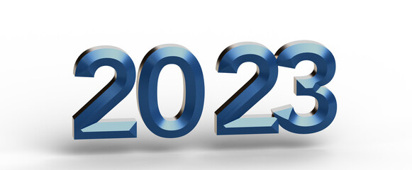 Celebrate the new year 2023 with a vibrant, glossy 3D rendering. Perfect for holiday greetings, events, and festive pro © vegefox.com