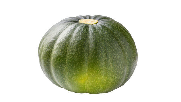 Round green kabocha squash displaying mottled texture, showing a small stem