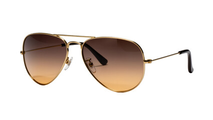 Classic aviator sunglasses, gold metal frame with gradient brown lenses © Maros
