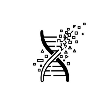 Disintegrating DNA Strand Icon - Genetic Degradation & Biotech Concept Vector
