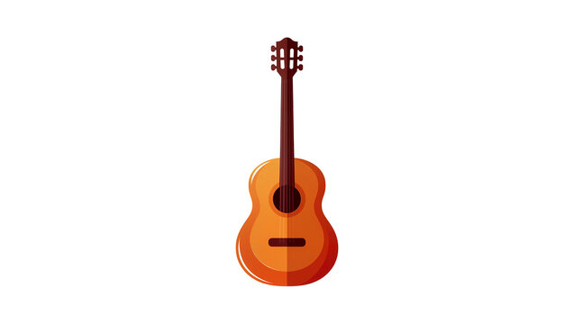Wooden acoustic guitar with soundhole, featuring dark brown neck and orange body