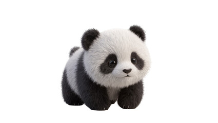 Fluffy baby panda cub sitting, gazing forward with dark eyes and paws © Rowan