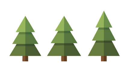 Obraz premium Pine Tree Icons with Different Heights in Flat Vector Style