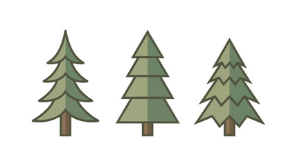 Obraz premium Pine Trees Icon Set of Three Distinct Vector Shapes