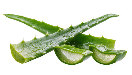 Fresh aloe vera leaves, displaying juicy gel and sharp spiky edges © Maros