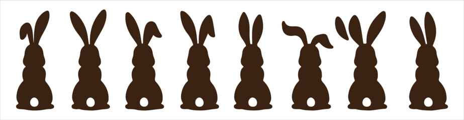 Fototapeta premium Easter bunny outline Silhouette vector icon set. Easter vector icons on white background and Vector illustration.