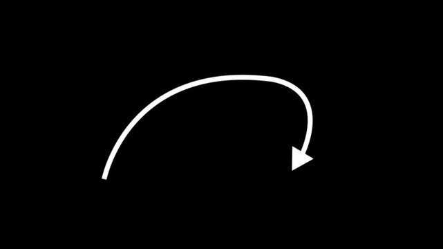 Glowing Pointing doodle arrows pointing right on a black background. Suitable for web design, presentations, infographics, and direction indicators in various creative projects.4k video motion video