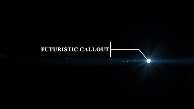 Animation of HUD elements with text Futuristic Callout. Animate a white callous for text. HUD elements on black background. Futuristic callout titles. Virtual sci fi textbox for HUD.4k video