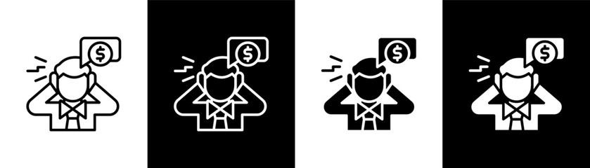 Obraz premium Financial Stress Icon Of Line Black And White Style Vector Illustrationn