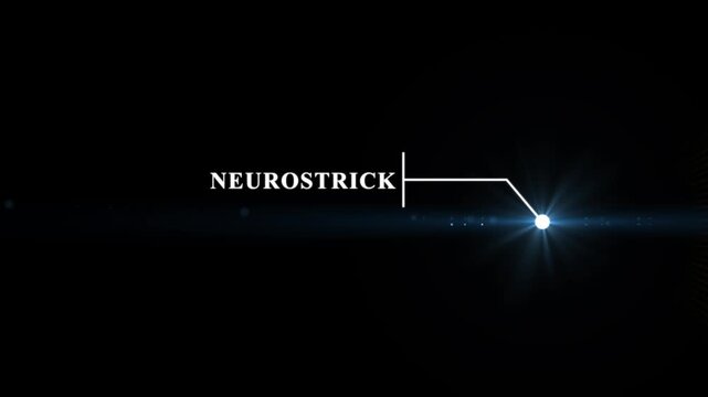Animation of Callout, HUD UI elements on black color background. Animation of HUD elements with text "Neurostrick". Callout futuristic hud animation digital white tone six pack on the black screen.4k