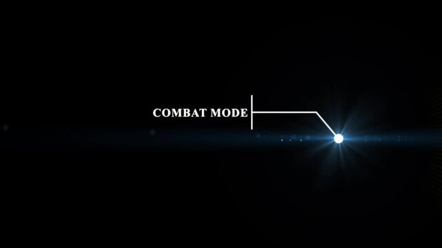 Animation of Callout, HUD UI elements on black color background. Animation of HUD elements with text "Combat Mode". Callout futuristic hud animation digital white tone six pack on the black screen.4k