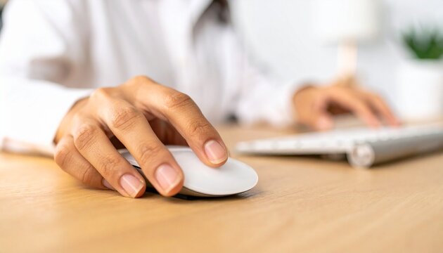 マウスを操作する右手にクローズアップした写真