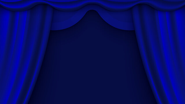 Blue velvet curtain with spotlight blue background