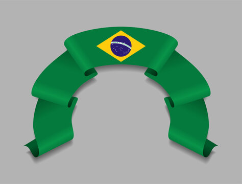 Brazilian flag circular wavy ribbon, symbolizing national pride, ideal for patriotic badges, certificates, or cultural design themes. Vector illustration.