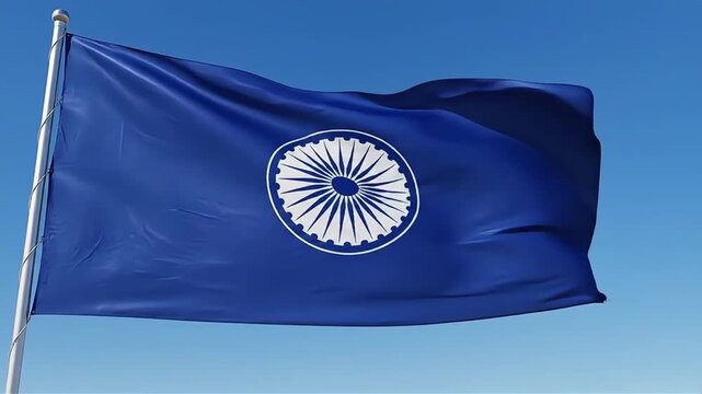 Jayanti celebrates Ambedkar with flag waving high in clear blue sky