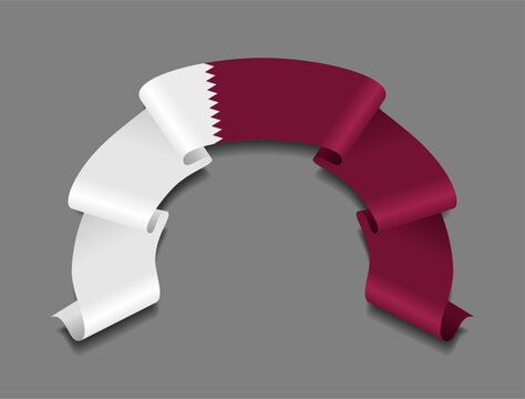 Qatari flag circular wavy ribbon, symbolizing national pride, ideal for patriotic badges, certificates, or cultural design themes. Vector illustration.