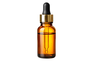Fototapeta premium Amber Glass Dropper Bottle Isolated on White Background, Cosmetic Serum Container Minimal Mockup