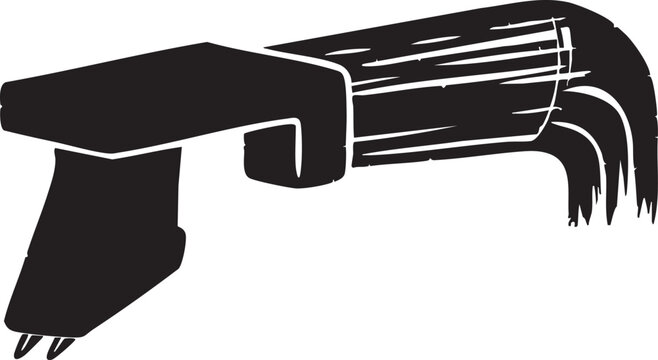 Black and white illustration of a staple gun on a plain background