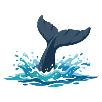 An illustration of a whale tail splashing in the ocean waters