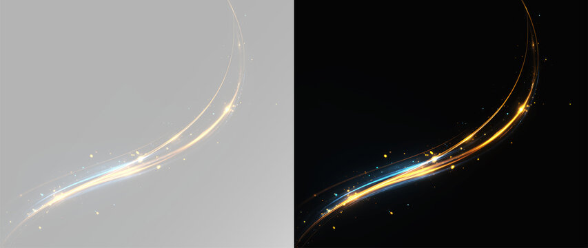Light line neon swirl effect glitter light fire flare trace magic sparkle trail element png