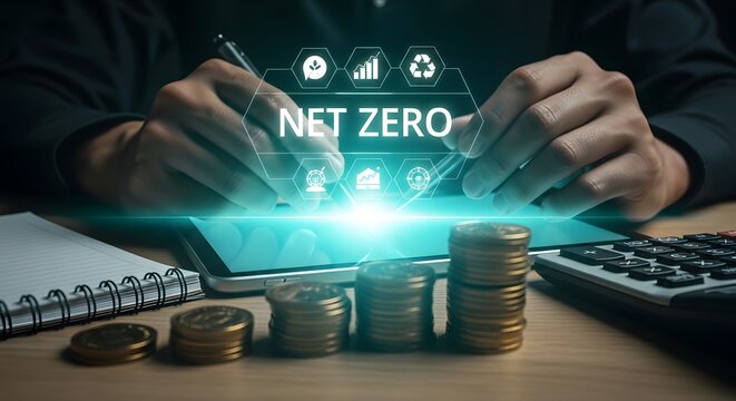 Net zero emission concept sustainable finance and future investment strategies