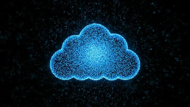 Abstract Blue Cloud Formation Digital Network Data Flow.
