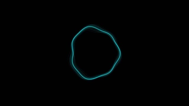 Glowing blue geometric shape on black.