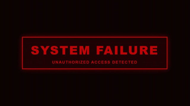 System failure error message screen.