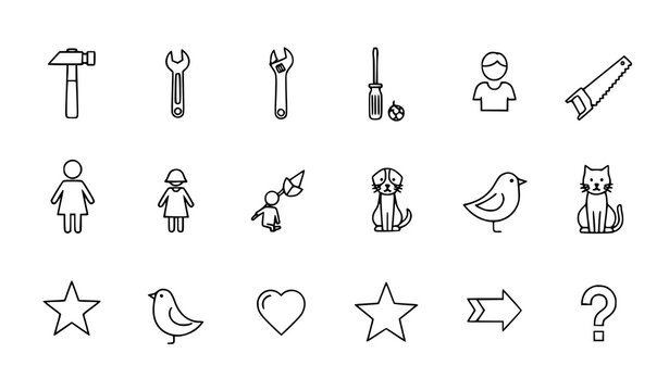 Minimal Silhouette Icons &ndash; Abstract Object Vector Symbol Set