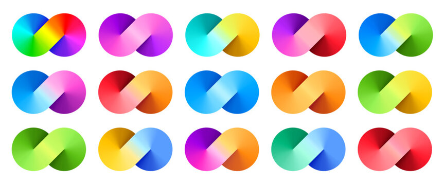 Set of Colorful Graphic Elements. Vector Illustration with Angular Gradient