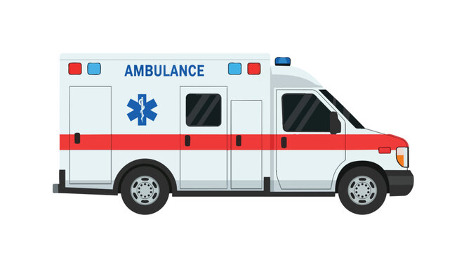 Vector illustration of a white ambulance emergency vehicle isolated on a white background