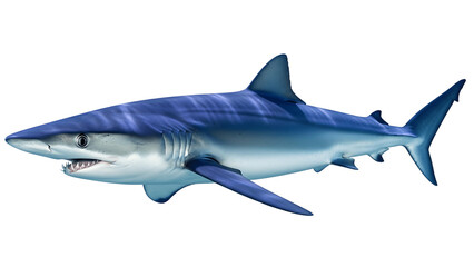 Fototapeta premium Blue shark swimming isolated on transparent background