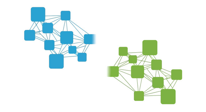 Blue and green network connection nodes.