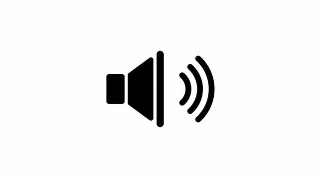 Simple speaker audio icon with sound waves on transparent background