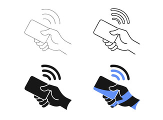 Contactless Card Payment Icon Set – Tap to Pay Fintech Vector Collection in 4 Modern Styles
