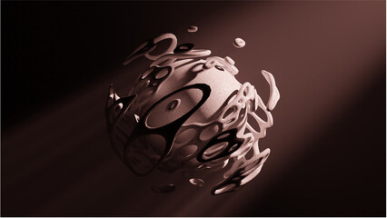 Minimal dark-space 3D asteroid render with abstract organic forms and soft brown one side cinematic lighting © 3D_Hue