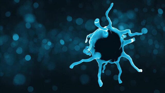 Microscopic view of immune cells targeting and destroying virus particles