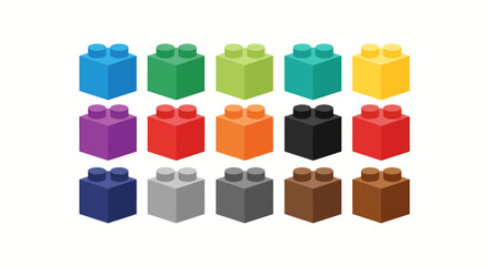 Obraz premium colorful lego blocks icons set for kids toy branding and education